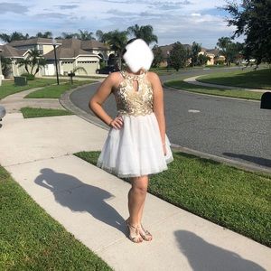 Homecoming dress- white and gold!
